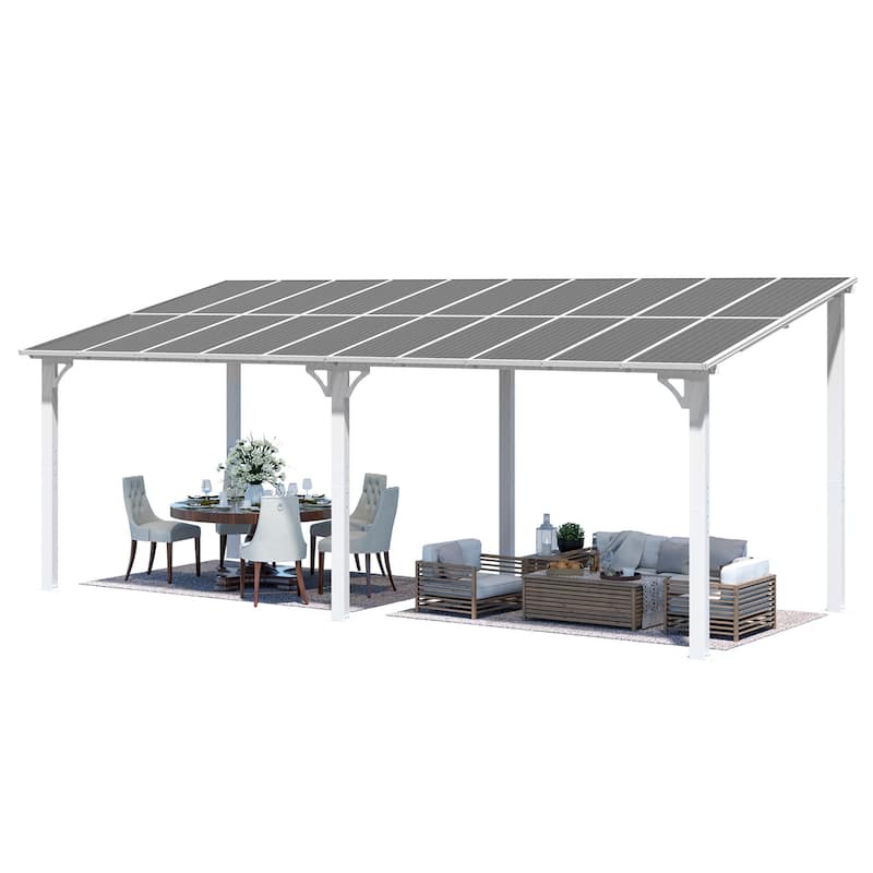 Wall Mounted Gazebos Pergola, Outdoor Lean to Gazebo Awnings-White