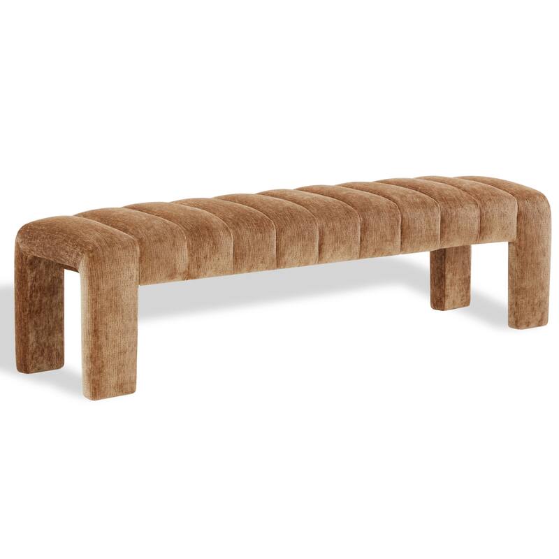 SAFAVIEH Couture Bellisima Channel Tufted Bench, Fully Assembled - 63"W x 17"D x 17"H