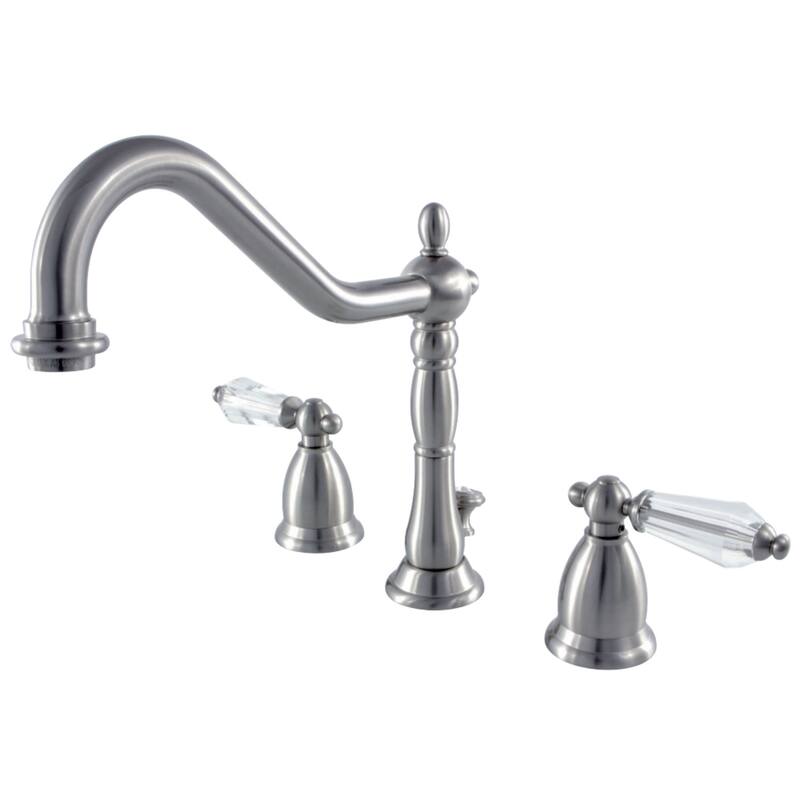 Wilshire Deck Mount Widespread Bathroom Faucet with Brass Pop-Up