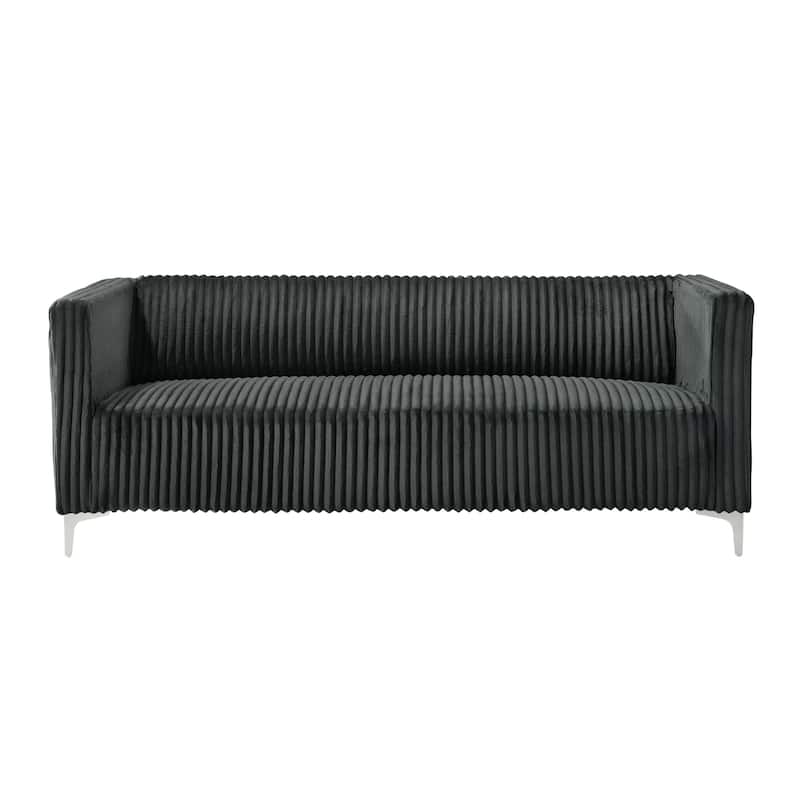 Clayfell Gavin 2-Piece Velvet Living Room Set with Loveseat and Sofa, Square Arm Design, Channel Tufted Upholstery