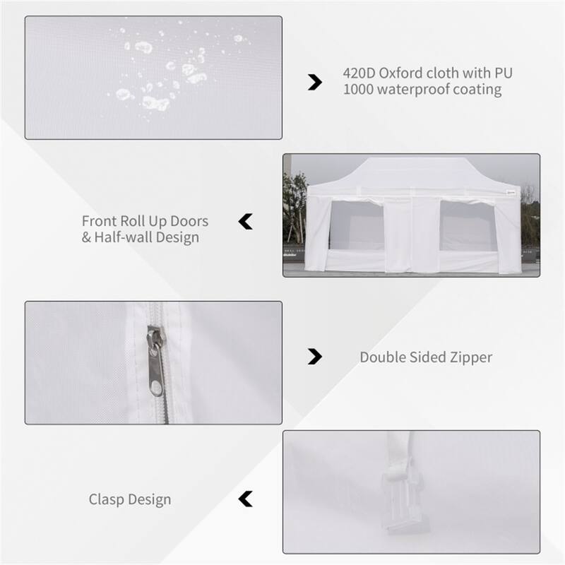 Pop Up Outdoor Tent 19.7 ft x 9.8 ft Waterproof Oxford Fabric with Roller Bag