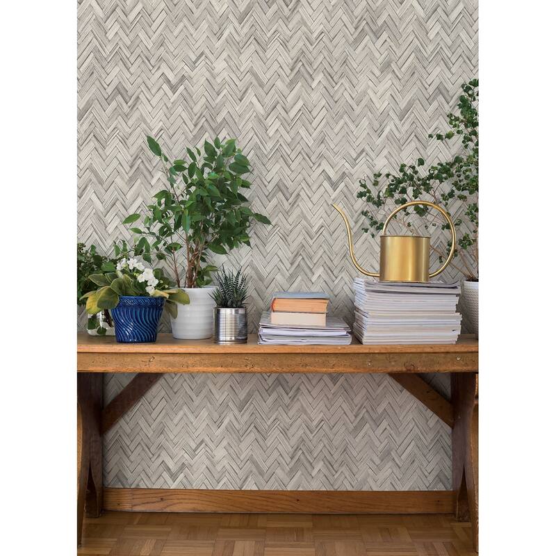 A-Street Prints Ellery Light Grey Herringbone Wallpaper