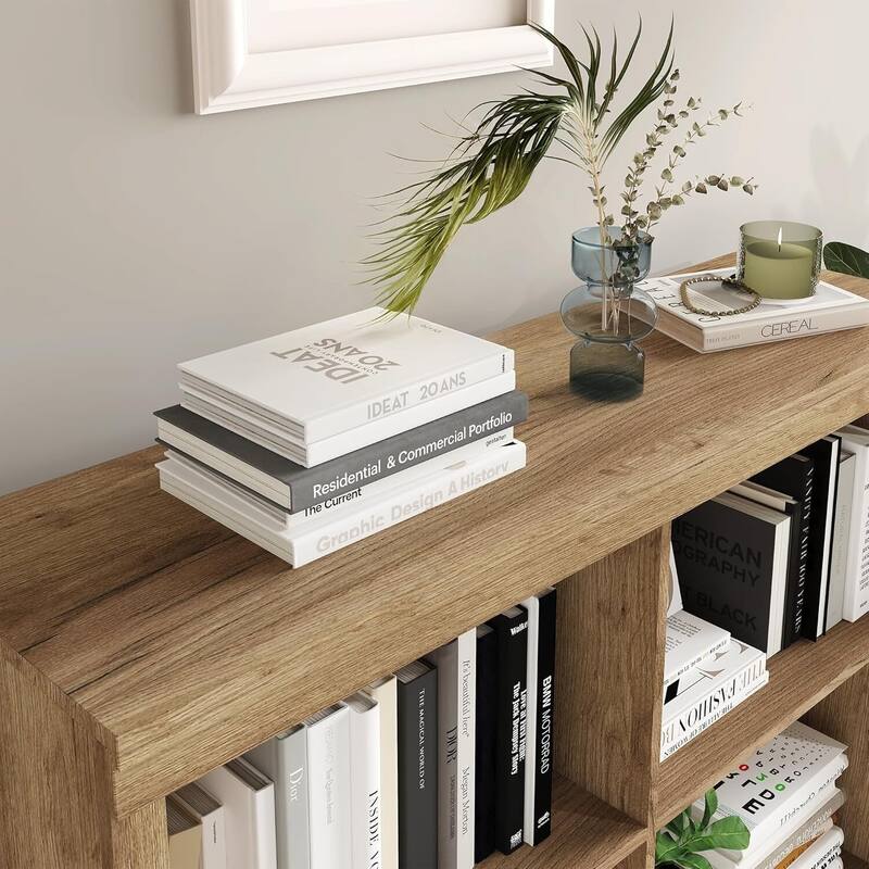 Farmhouse 6-Cube Storage Organizer Bookshelf, Standing Display Cabinet for Home Office