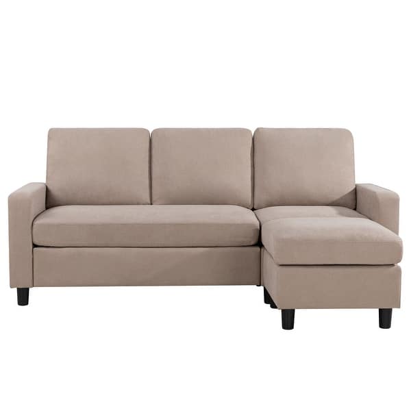 Modern Chaise Longue Sofa Upholstered Linen Sofa 3-Seater Sofa in Steel  Legs