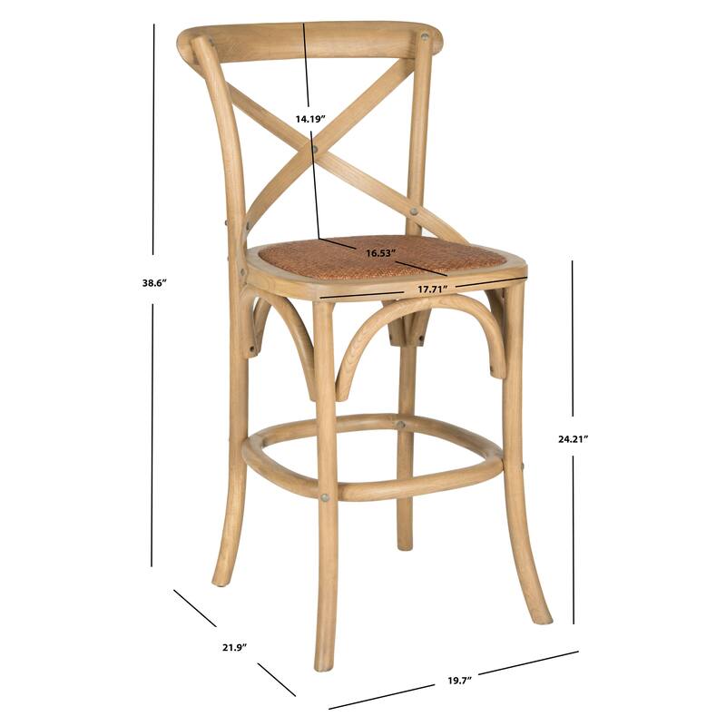 SAFAVIEH Gerarde 24-inch x-Back Antique White Counter Stool - 20" W x 22" D x 39" H - 20Wx22Dx39H