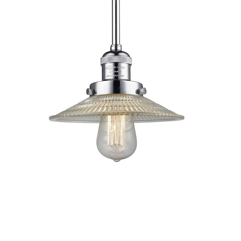 Innovations Lighting Halophane 9" Wide Mini Pendant - Downrod - Polished Chrome / Flat
