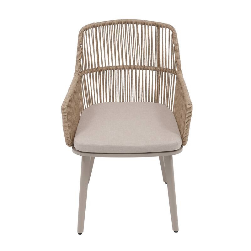 Outdoor Patio Dining Sets with PE Wicker Chairs and Extendable Aluminum Dining Table for 8 Persons