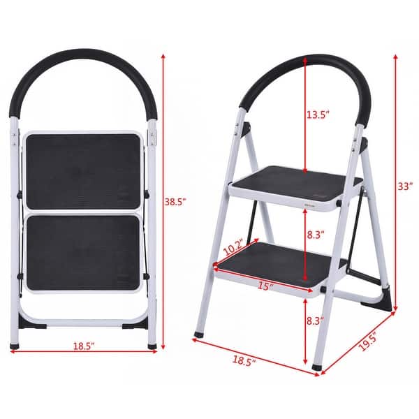 Costway 2 Step Ladder Folding Stool Heavy Duty 330Lbs Capacity