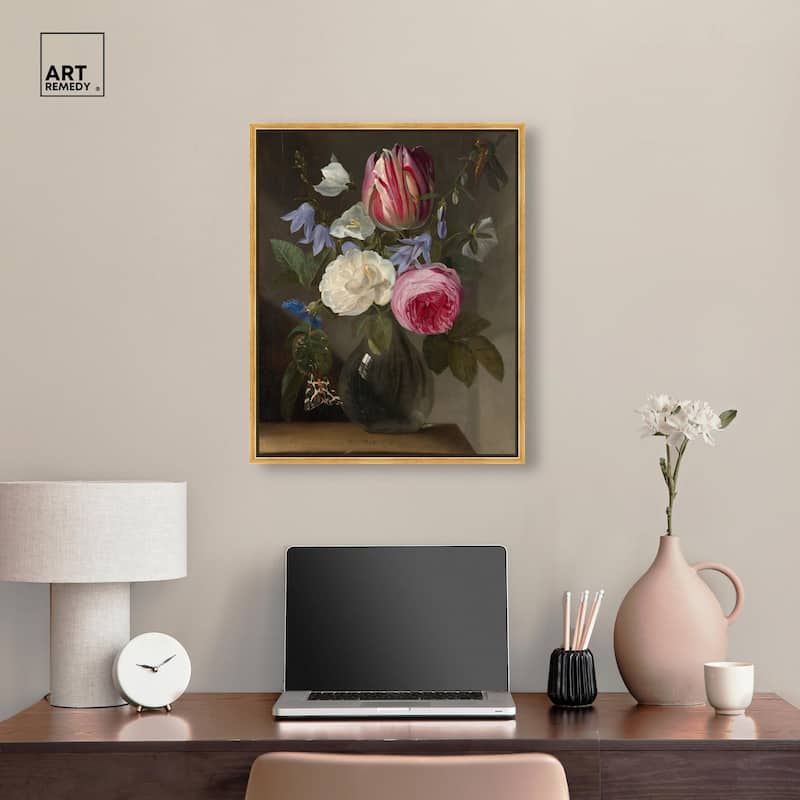 Roses and a Tulip Canvas by Art Remedy