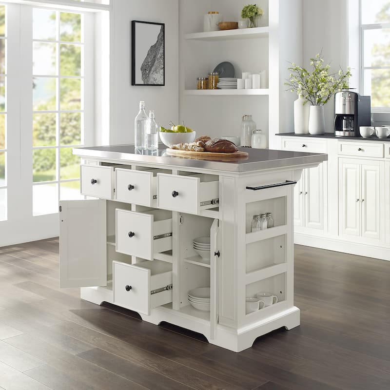 Crosley Julia Stainless Steel Top Kitchen Island - 50 "W x	32 "D x 36 "H