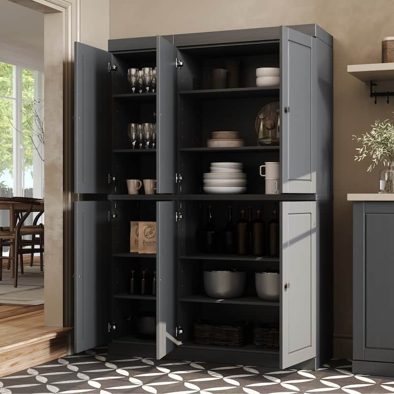 Palace Imports 100% Solid Wood 48.5" China Pantry Cabinet with Solid or Clear Glass Doors and Adjustable Shelves - 48.5" x 71.5"
