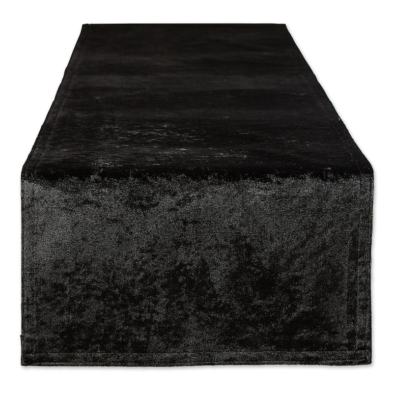 Solid Rectangular Velvet Table Runner - 72" - Black