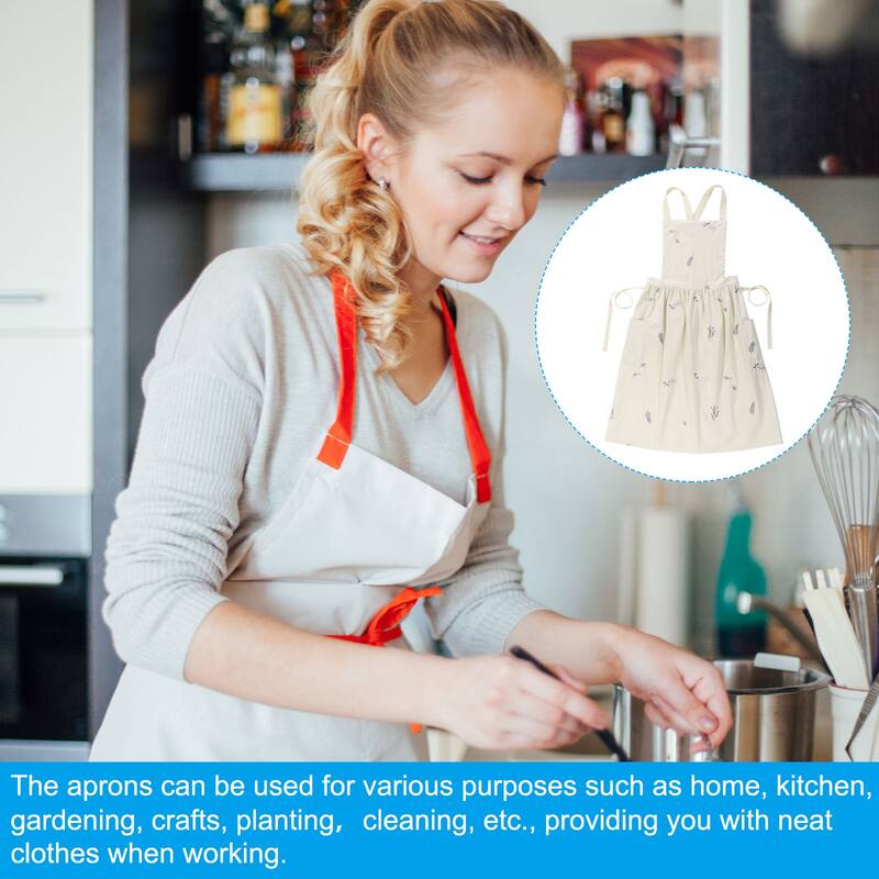 Cotton Aprons, 100 x 140cm Adjustable Bib Kitchen Apron with Pockets - 100 x 140cm