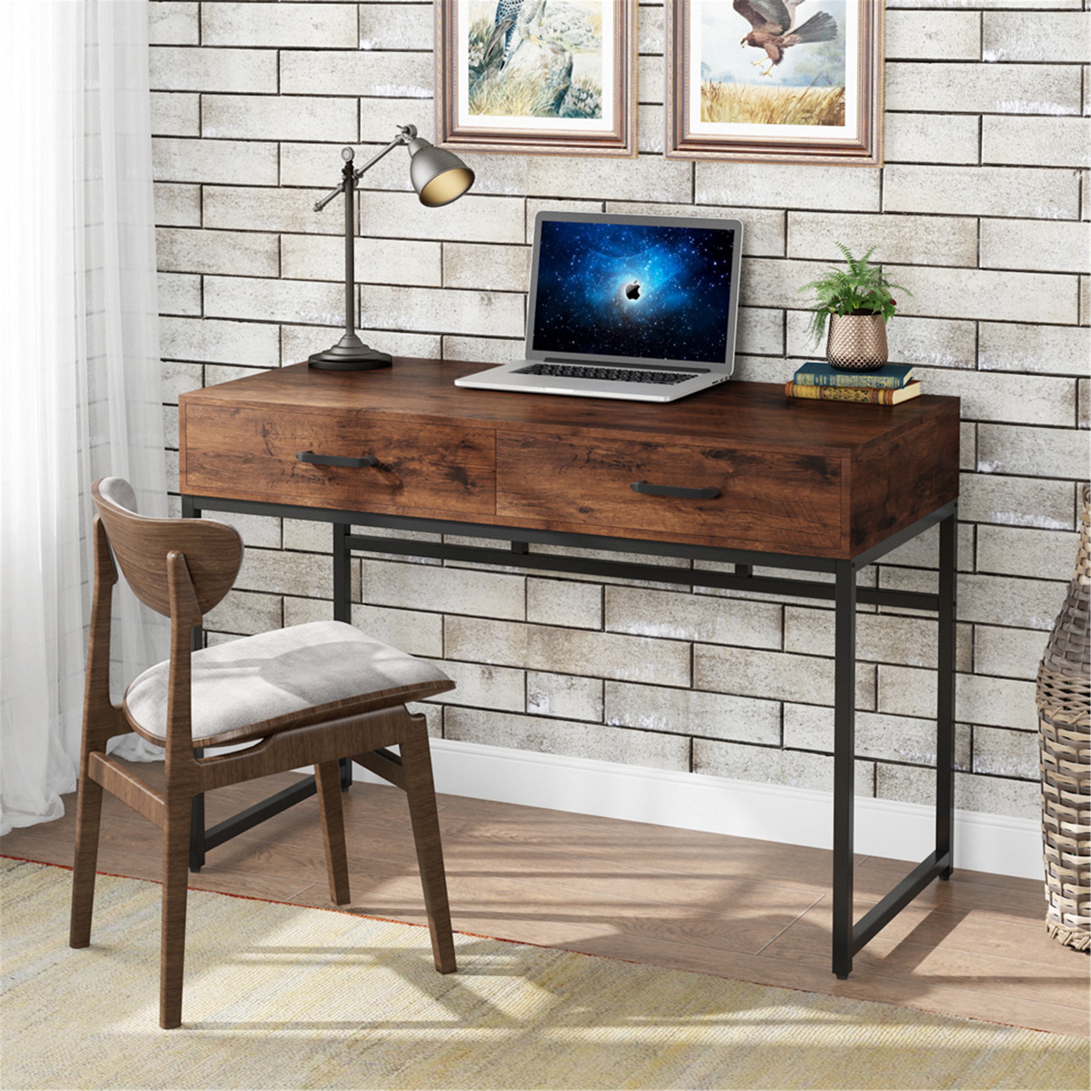47 Inches Computer Desk with 2 Drawers Writing Desk On Sale