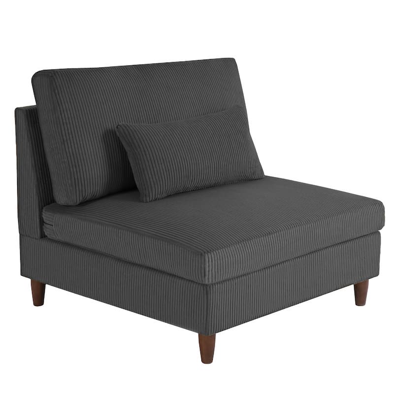 Corduroy Accent Chair with Ottoman Modular Couch Sectional Sofa