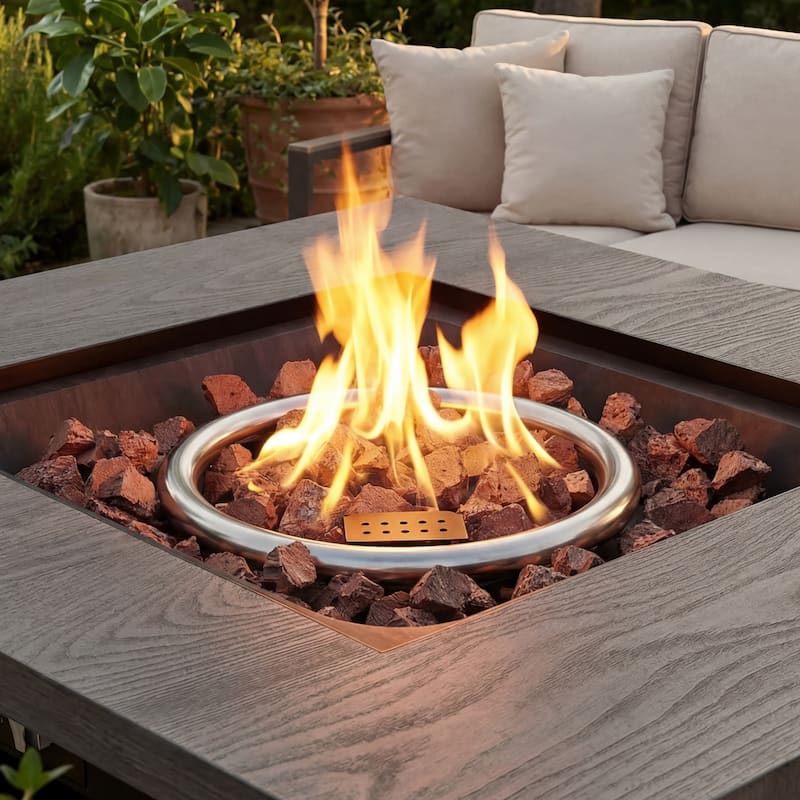 50,000 BTU Propane Fire Pit Table with Hidden Tank Storage, Outdoor Gas Fire Table with Zinc-Aluminum Top, Patio Fire Table