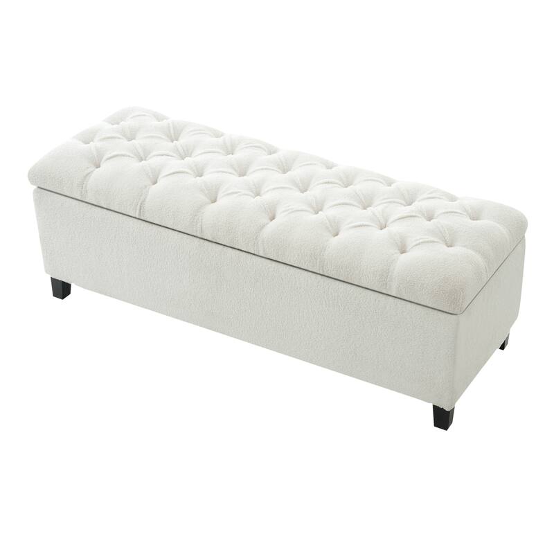 Ottoman Bench with Storage and Rubber Wood Legs