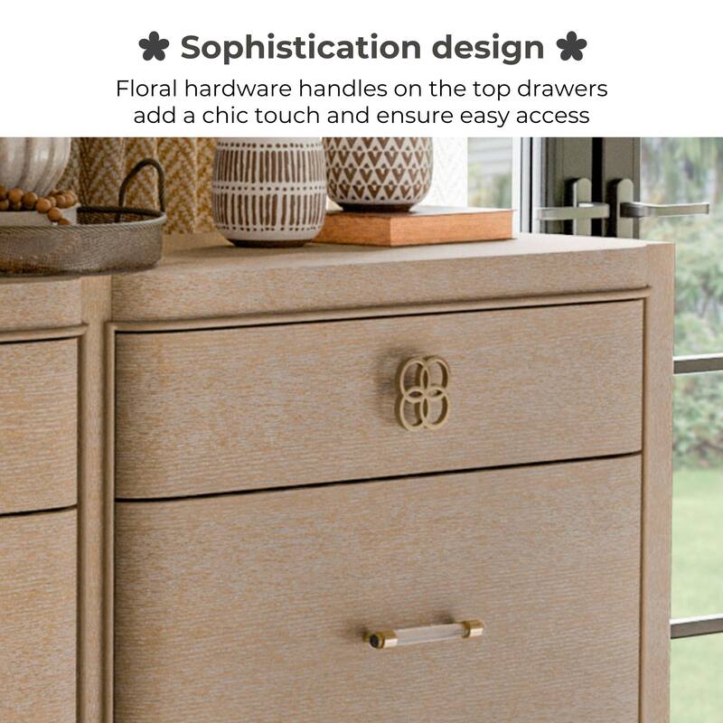 Furniture of America Kian Modern 3-Piece Natural Oak Solid Wood Dresser and 2 Nightstand Bedroom Set