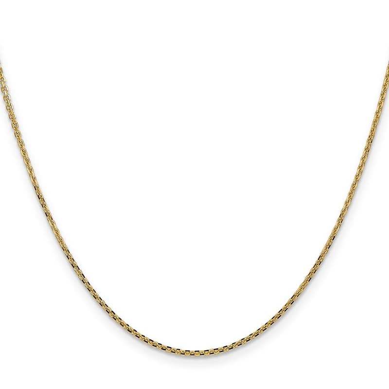 Curata Women's 14k Yellow Gold 1.3mm Solid Sparkle-Cut Cable Chain Anklet - 9 Inch - Lobster Claw