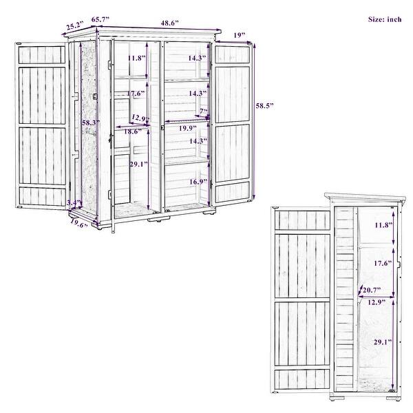 Outdoor 5.5ft Hx4.1ft L Wood Storage Shed, Garden Tool with