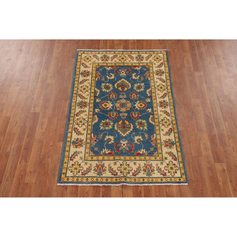 Blue Oushak Oriental Accent Rug Hand-Knotted Wool Carpet - 3'3" x 4'11"