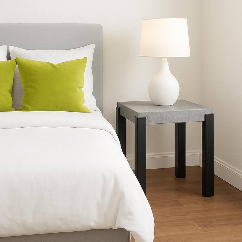 Strata Belmont End Table Marble Inspired Top Wood Legs Modern Decor