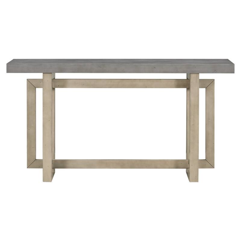 Versatile Contemporary Console Table with Industrial-Inspired Concrete Wood Top, Extra Long Entryway Table