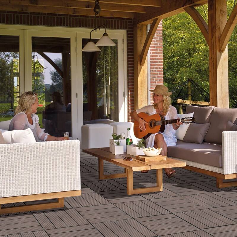 11.8" x 11.8" square wood-plastic composite deck tiles