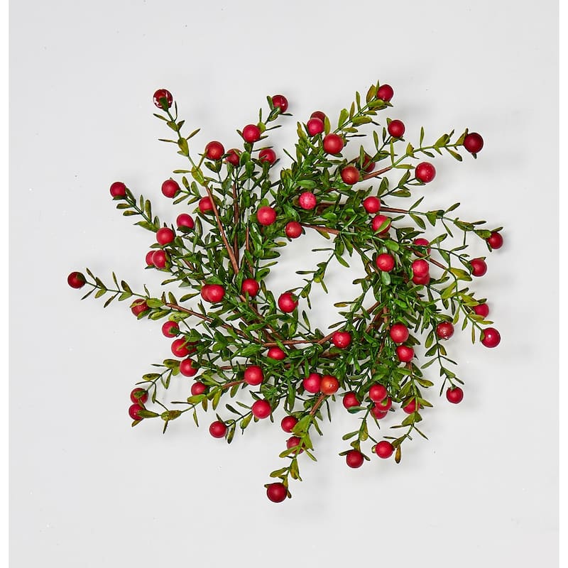 4.25" Boxwood & Berry Candle Ring - 10