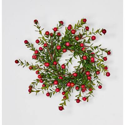 4.25" Boxwood & Berry Candle Ring - 10