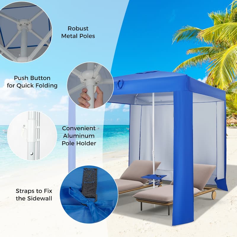 Costway UPF 50+ Beach Tent 6.6ft x 6.6ft Beach Cabana with Folding - See Details