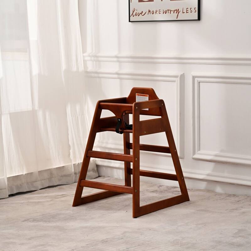 Wooden Double Solid Wood Feeding, Eat & Grow Portable High, Easy to Clean Baby Booster Chair in Walnut Finish