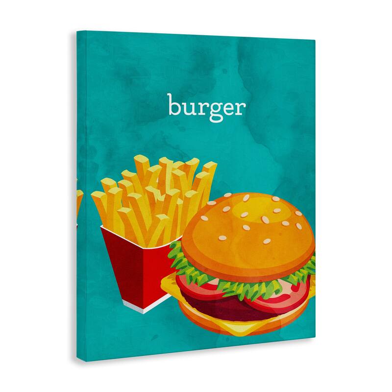 Stupell Satisfying Burger & Fries Canvas Wall Art Design By Kim Allen