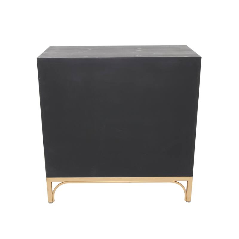 Wooden Geometric 2 Door Cabinet - Black - Roche River Decor - 16"W x 32"L x 32"H