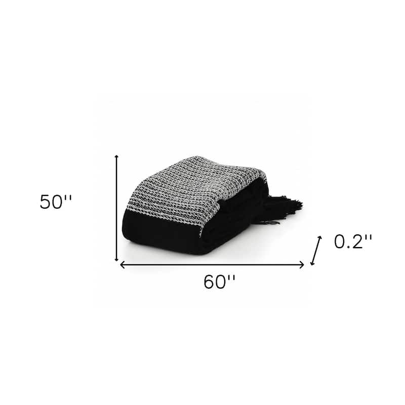 Black and White Woven Cotton Checkered Throw Blanket