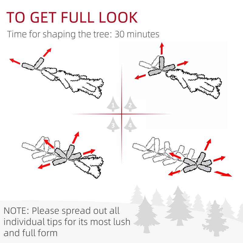 HOMCOM Artificial Pine Tree - Hinged Branches, Steel Base, Auto Open, Green