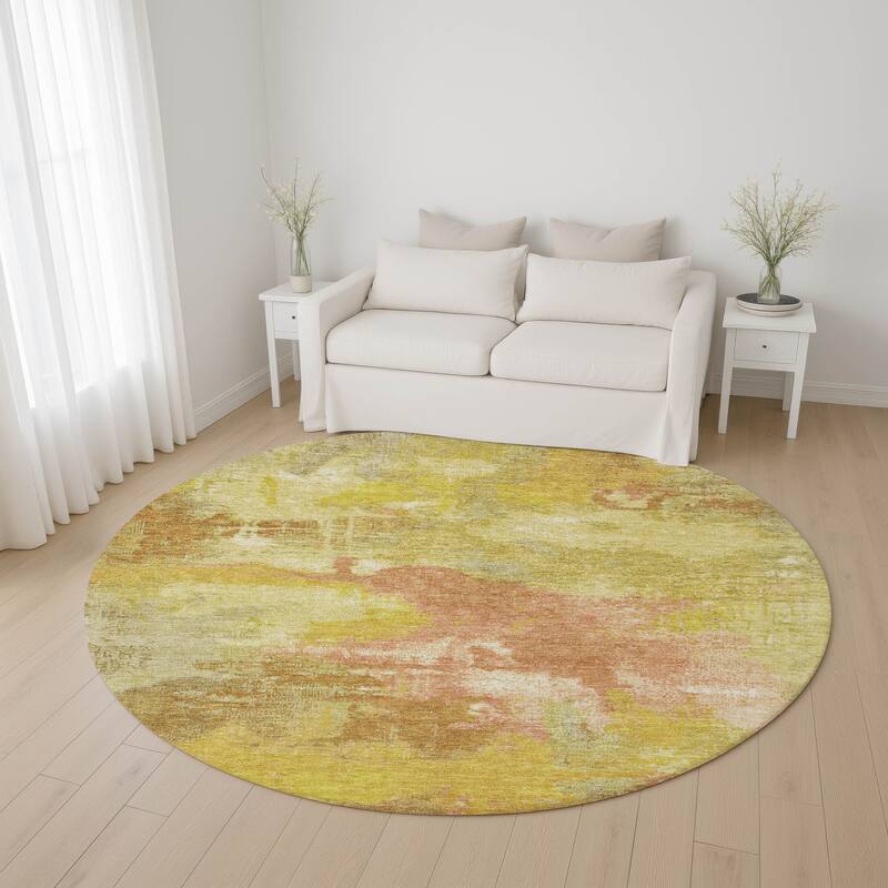 Premium Washable Super Soft Abstract Brushstrokes Mayfield Rug - Aloe - 8' x 8'