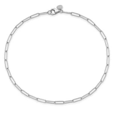Curata 14k White Gold Polished 2.6mm Paperclip Link Bracelet Options: 7" 8"