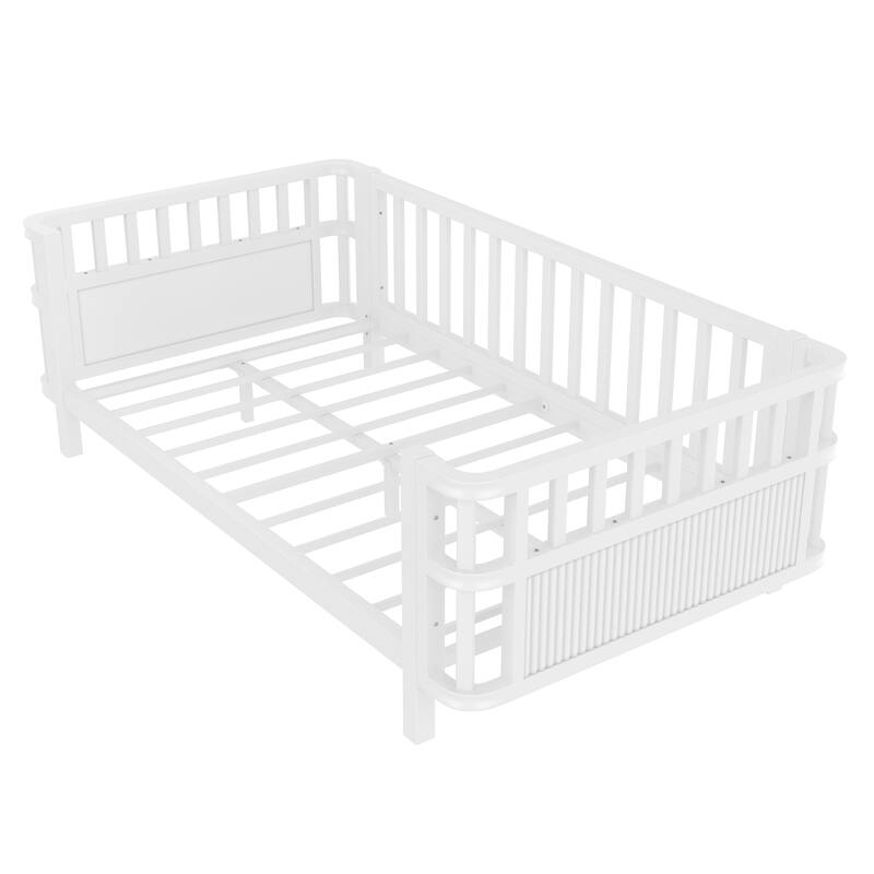 Children's Platform Bed with Removable Iron Railings