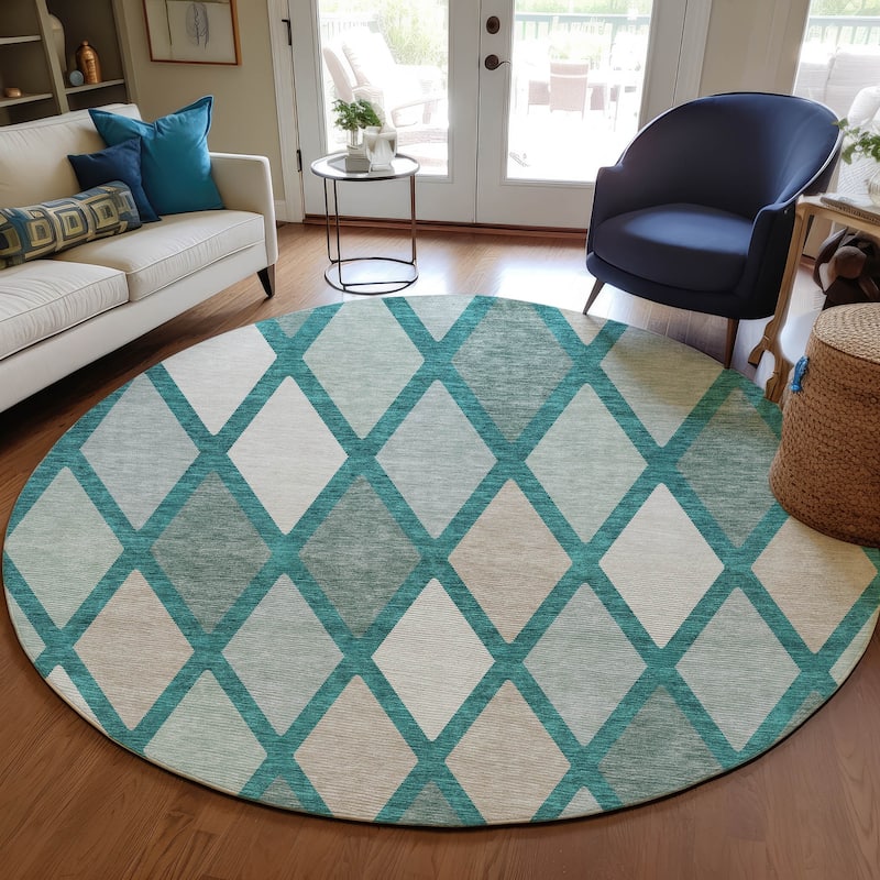 Machine Washable Indoor/ Outdoor Chantille Prism Diamond Rug