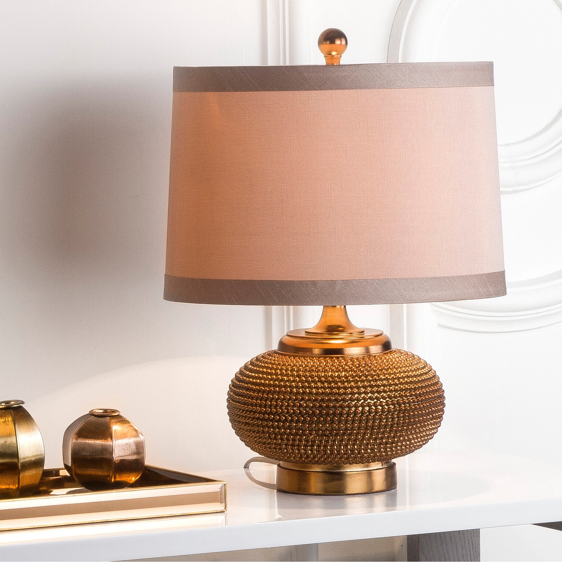 SAFAVIEH Lighting Delinda 19-inch Beaded Table Lamp (Set of 2) - 14"x14"x19" - 14Wx14Dx19H
