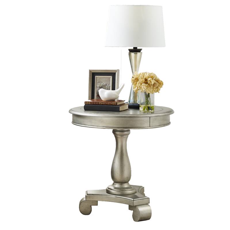 Rene Round Wood Pedestal Side Table