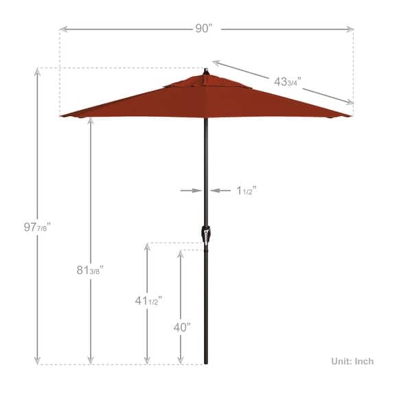 dimension image slide 8 of 20, North Bend7.5 Foot Crank Lift Auto Tilt Patio Umbrella Outdoor Rated Acrylic Fabric by Havenside Home