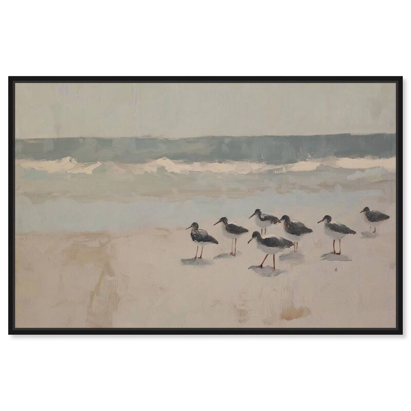 Seagulls at the Beach II Canvas by Art Remedy - Black - 45" x 30"