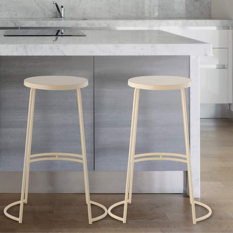 Trinity 28.75" Modern Designer Iron Curved Backless Bar Stool, by JONATHAN Y
