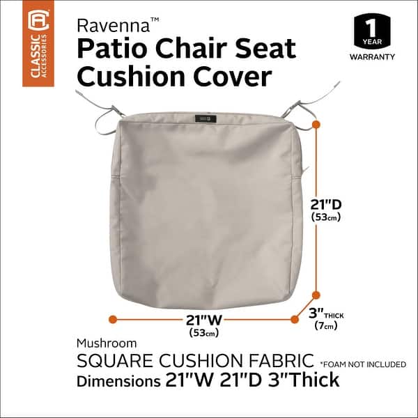Classic Accessories 21 x 21 x 3 inch Square Patio Cushion Foam