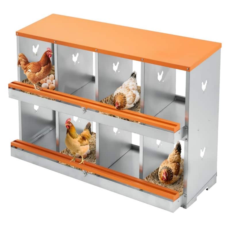 Nesting Boxes for Chickens - Orange-Red, Double-Layered, 8-Hole