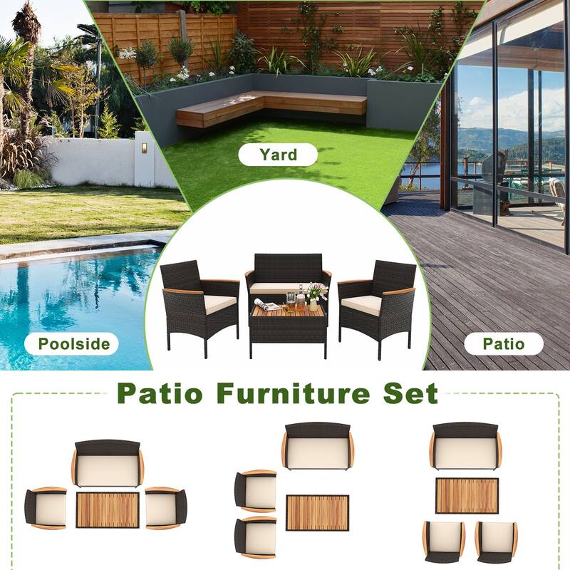 Gymax 8 Piece Outdoor Patio Rattan Furniture Set Rattan Conversation