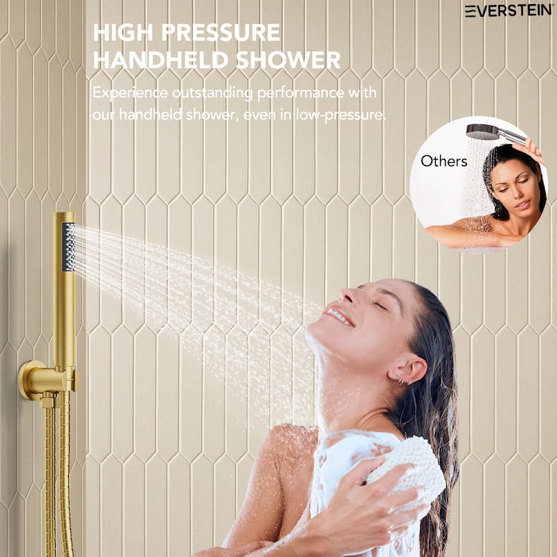 Pressure Balance 3-Functions Shower Head System, 10" Shower Faucet Set with Tub Faucet Spout