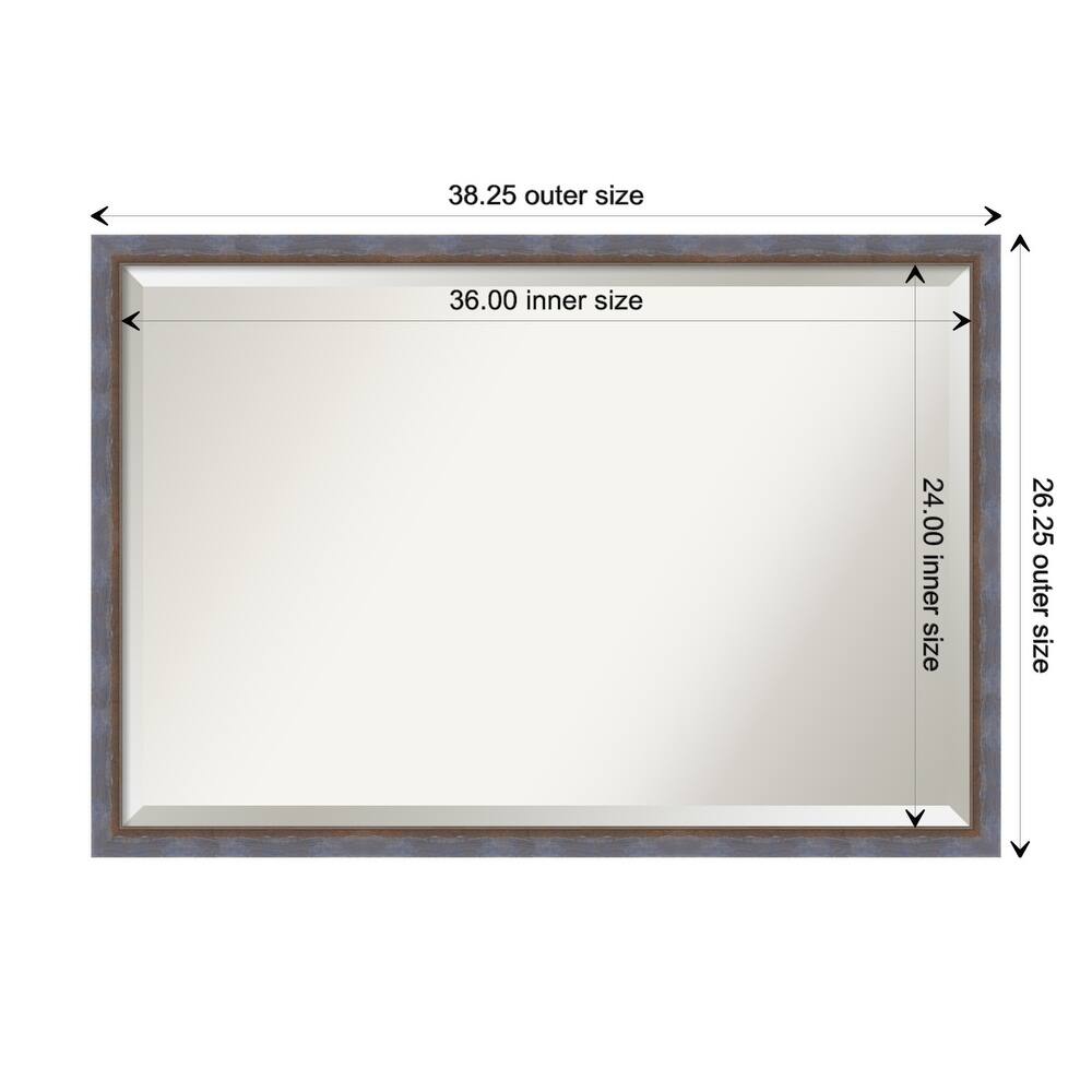 Two Tone Beveled Wood Framed Bathroom Vanity Wall Mirror